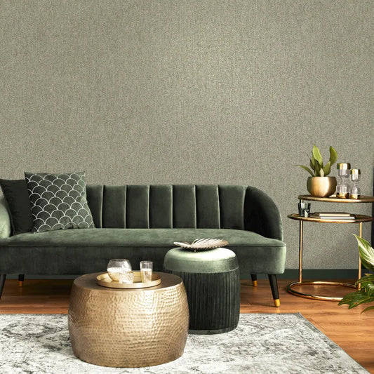 Wallpaper  -  Fine Decor B41 Gianni Plain Khaki Green Wallpaper - M95692  -  60345224