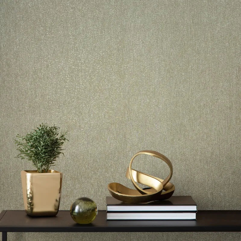 Wallpaper  -  Fine Decor B41 Gianni Plain Khaki Green Wallpaper - M95692  -  60345224