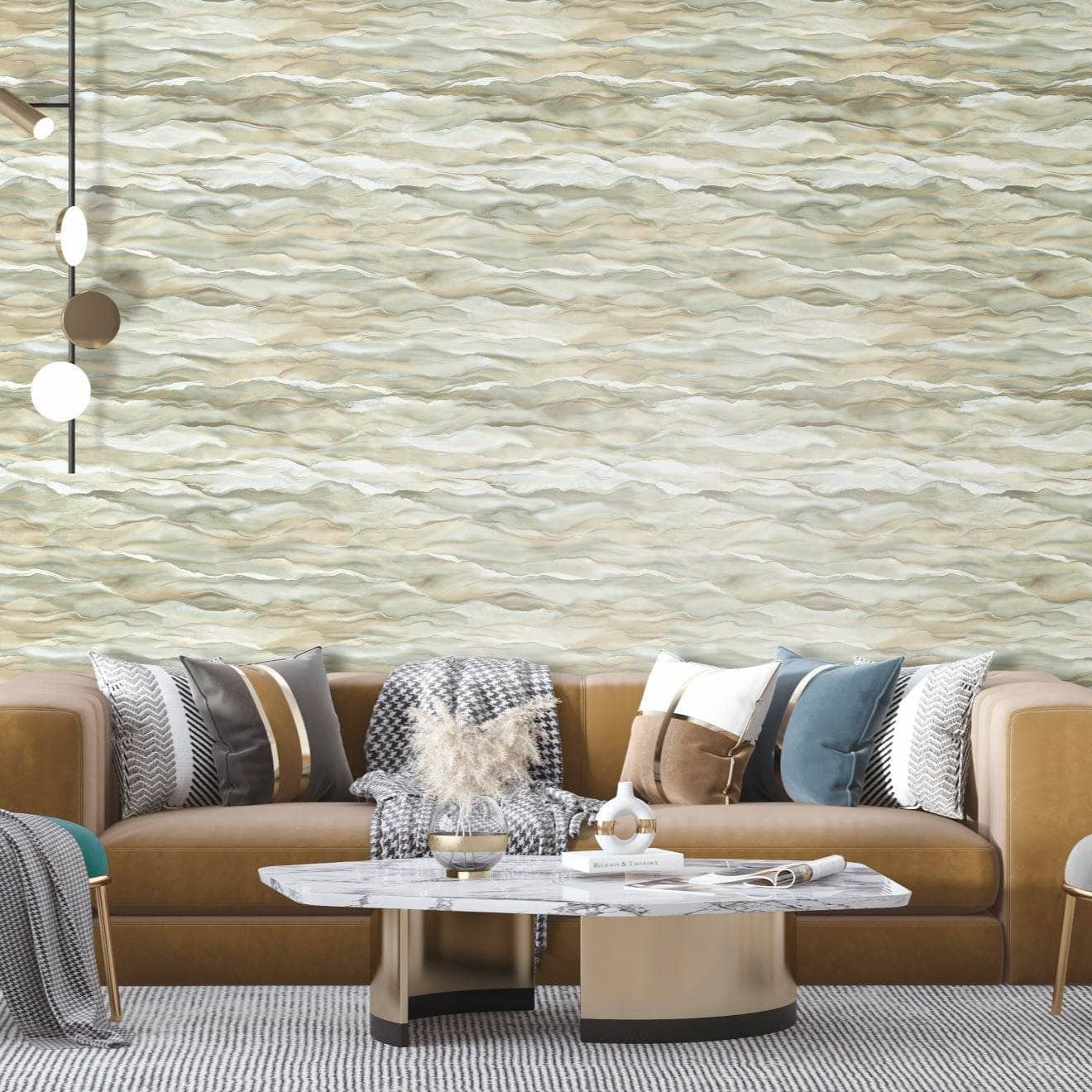 Wallpaper  -  Design I.D Desert Sands Green & Gold Wallpaper - SA524045  -  60345281