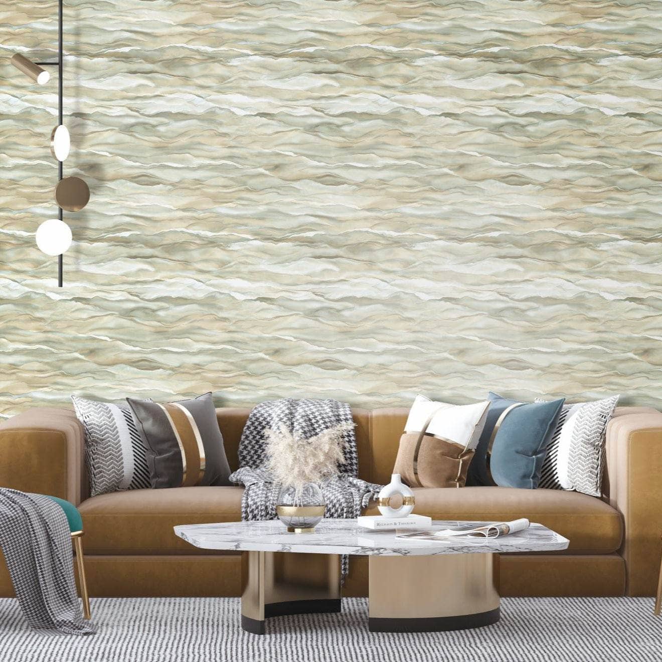 Wallpaper  -  Design I.D Desert Sands Bronze & Green Wallpaper - SA524046  -  60345283