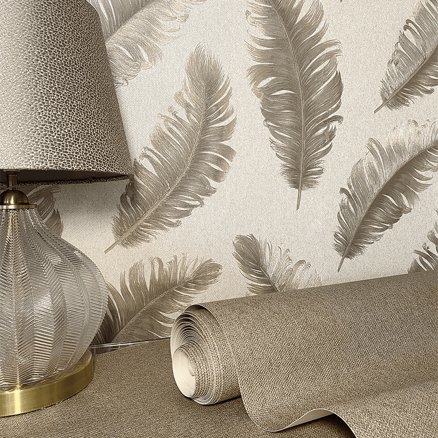 Wallpaper  -  Belgravia B10 Ciara Feather Mocha Wallpaper - 4411  -  60345307
