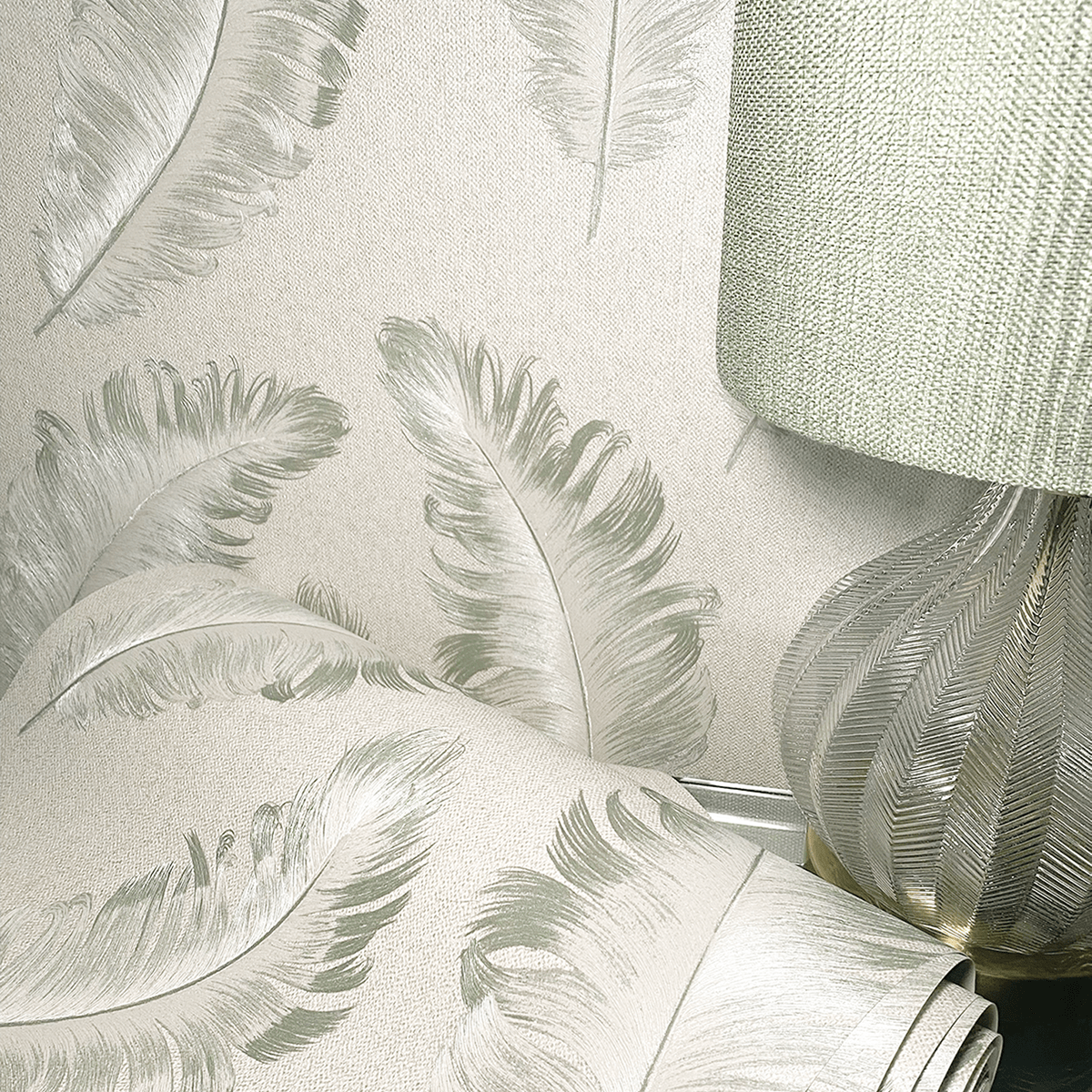 Wallpaper  -  Belgravia B10 Ciara Feather Sage Wallpaper - 4412  -  60345309