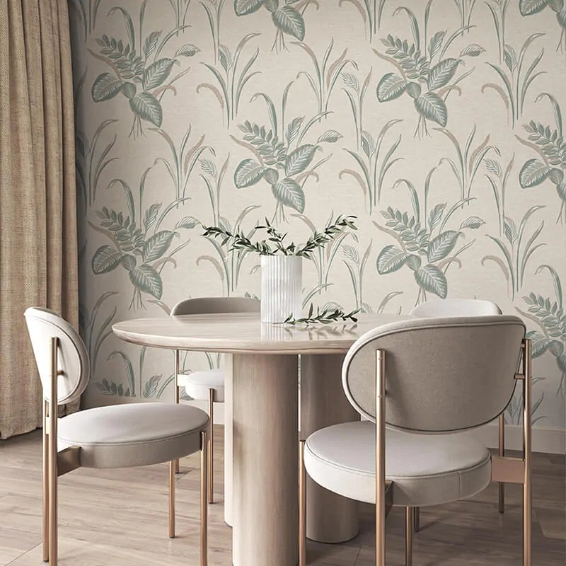 Wallpaper  -  Belgravia B08 Palma Leaf Sage & Champagne Wallpaper - 9010  -  60345313