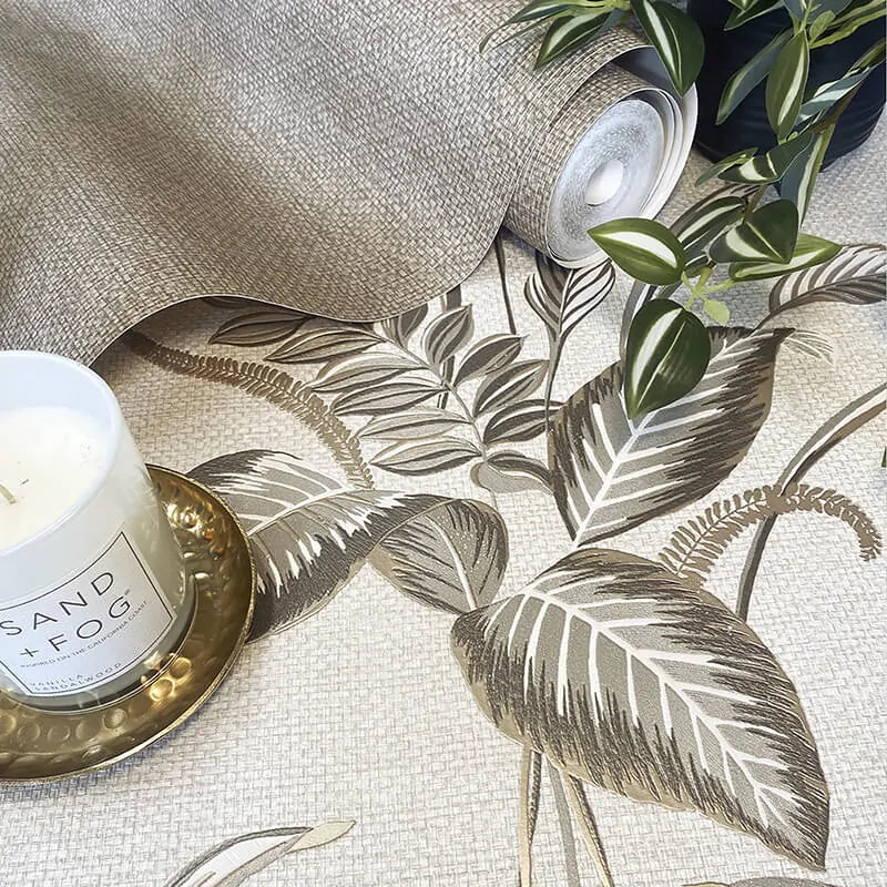 Wallpaper  -  Belgravia B08 Palma Leaf Mocha & Champagne Wallpaper - 9009  -  60345315