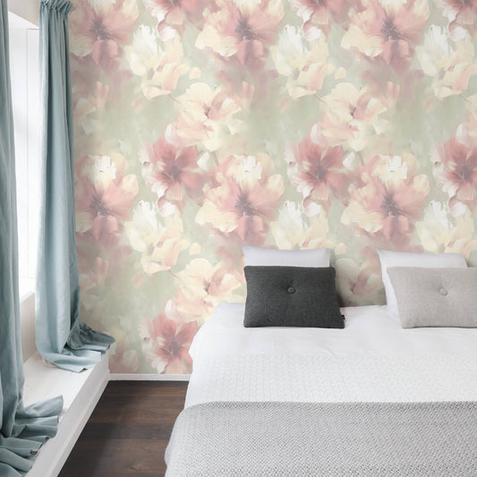 Wallpaper  -  Grandeco B21 Diana Sage & Pink Wallpaper - VE3003  -  60369714