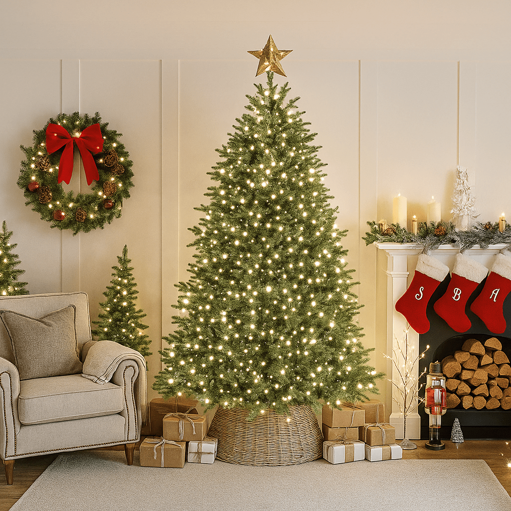 Christmas  -  2000 Compact Christmas Tree Lights Green Cable - White  -  60487853