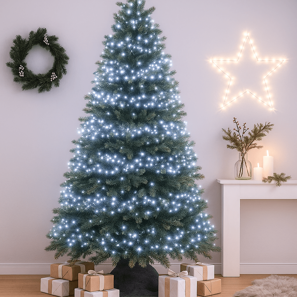 Lights  -  300 Multifunction Cluster Christmas Tree Lights - White  -  60369766