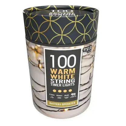 Christmas  -  100 Battery Powered Timer String Lights - Warm White  -  60487856