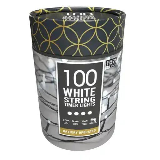 Christmas  -  100 Battery Powered Timer String Lights - White  -  60487855