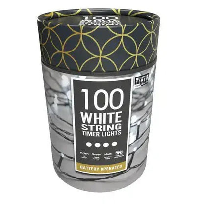 Christmas  -  100 Battery Powered Timer String Lights - White  -  60487855