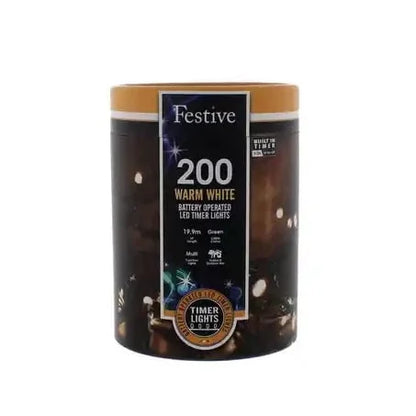 Christmas  -  200 Battery Powered Timer String Lights - Warm White  -  60487859
