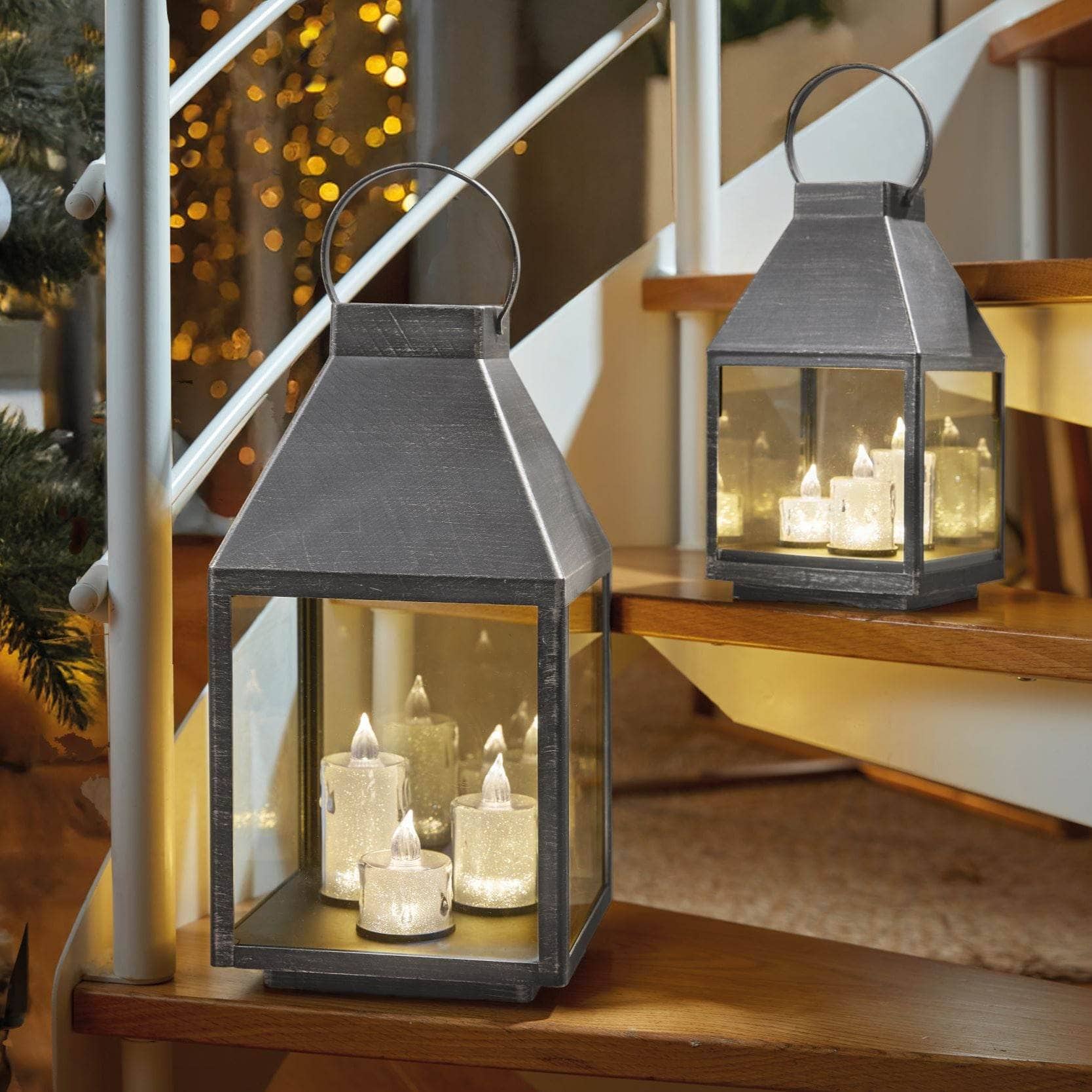 Christmas  -  Silver Sparkle Lantern - Large  -  60418243