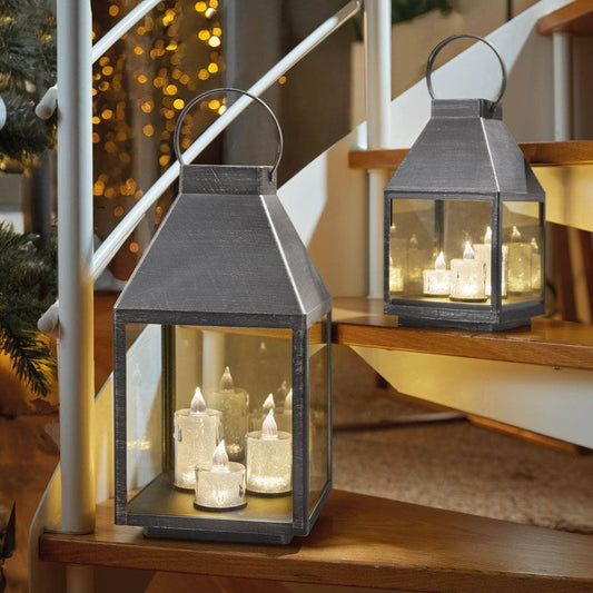 Christmas  -  Silver Sparkle Lantern - Large  -  60418243