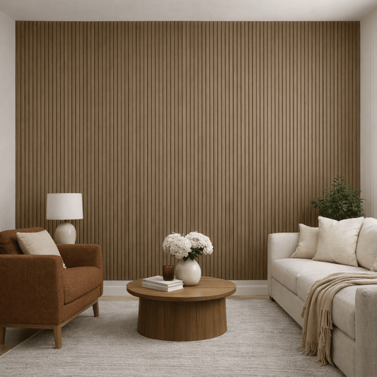 Wall Panelling  -  Tambour Single Semi-Circle Wall Panel - Walnut  -  60418259