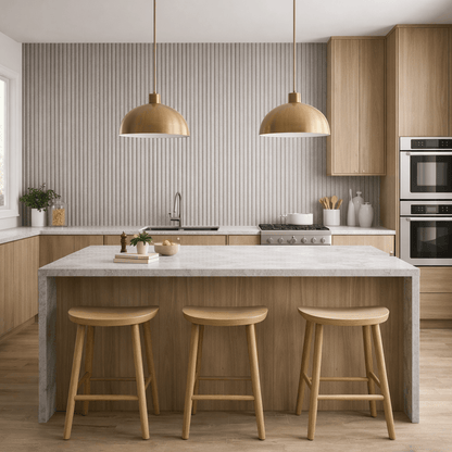Wall Panelling  -  Tambour Double Semi-Circle Panel - Grey Oak  -  60418265
