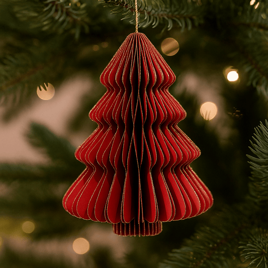 Christmas  -  Red Paper Tree Decoration - 15cm  -  60450737