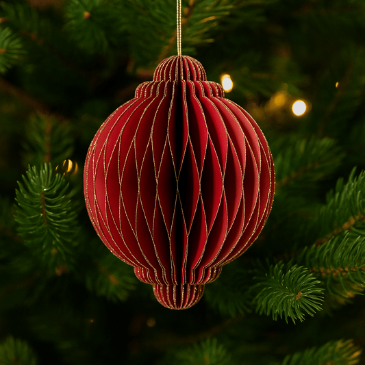 Christmas  -  Red Paper Onion Christmas Decoration - 15cm  -  60450739