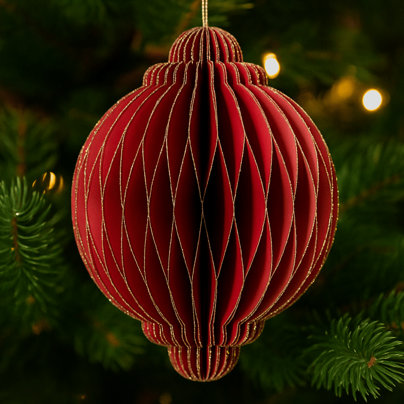 Christmas  -  Red Paper Onion Christmas Decoration - 15cm  -  60450739