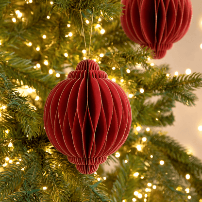 Christmas  -  Red Paper Onion Christmas Decoration - 15cm  -  60450739