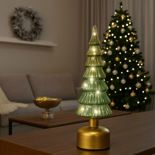 Christmas  -  LED Rotating Glass Christmas Tree - Green  -  60450746