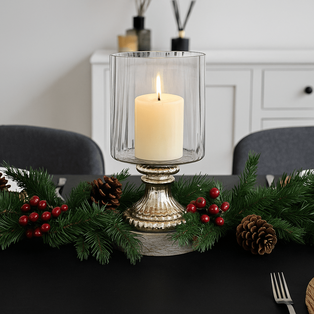 Christmas  -  Glass Hurricane Candle Holder - 25cm  -  60450756