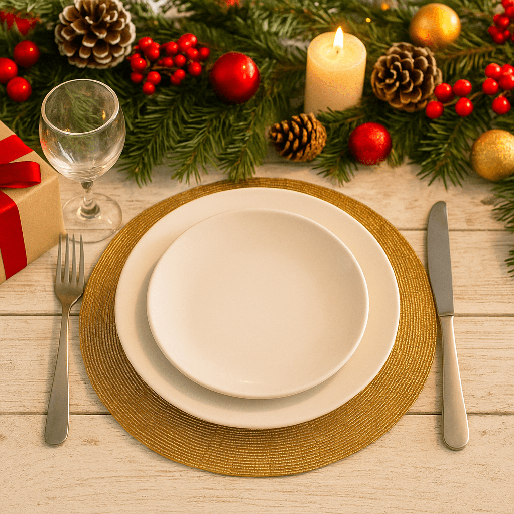 Christmas  -  Glass Round Bead Placemat - Gold  -  60450757