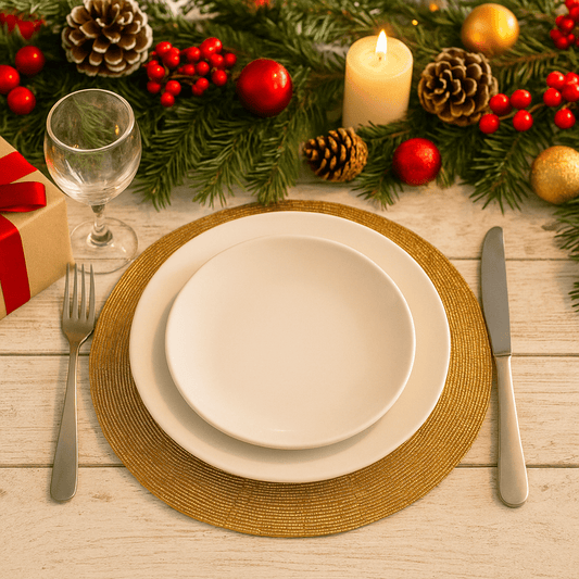 Christmas  -  Glass Round Bead Placemat - Gold  -  60450757