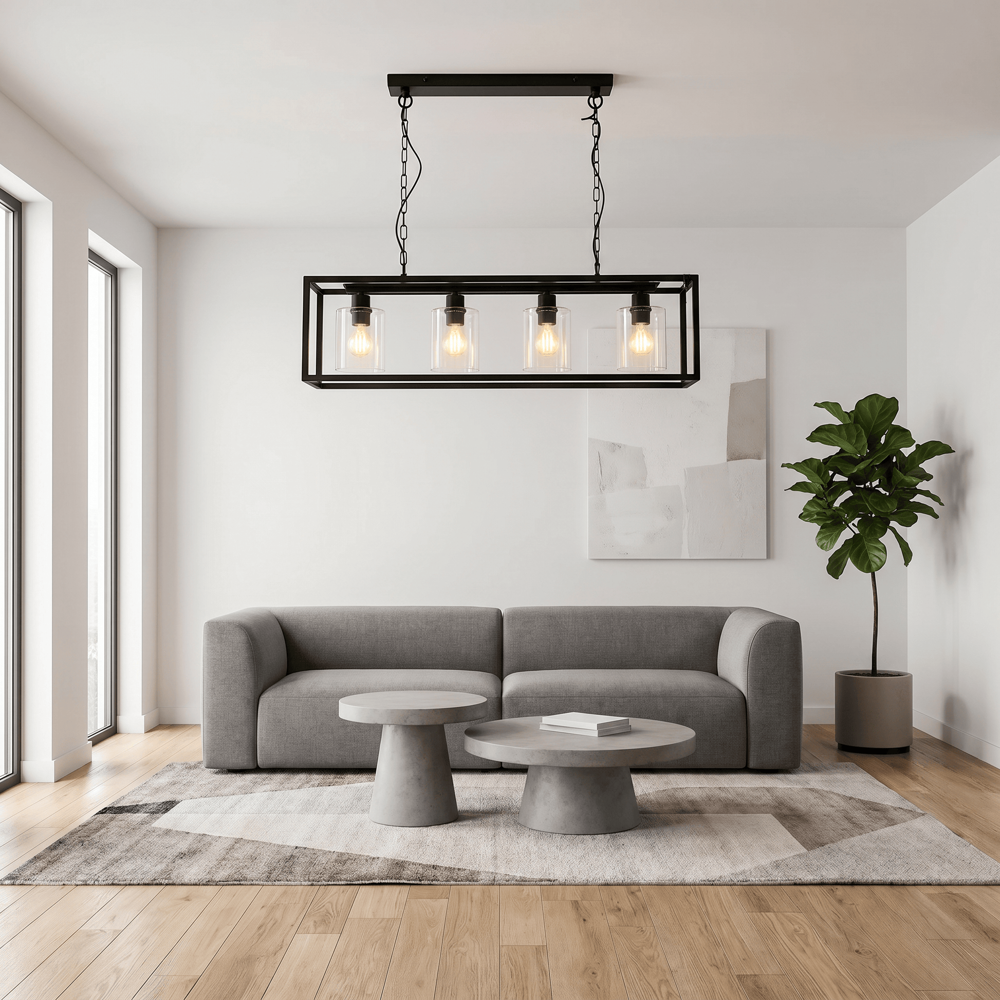 Lights  -  Leipzig 4 Light Pendant Ceiling Light - Black  -  60450803