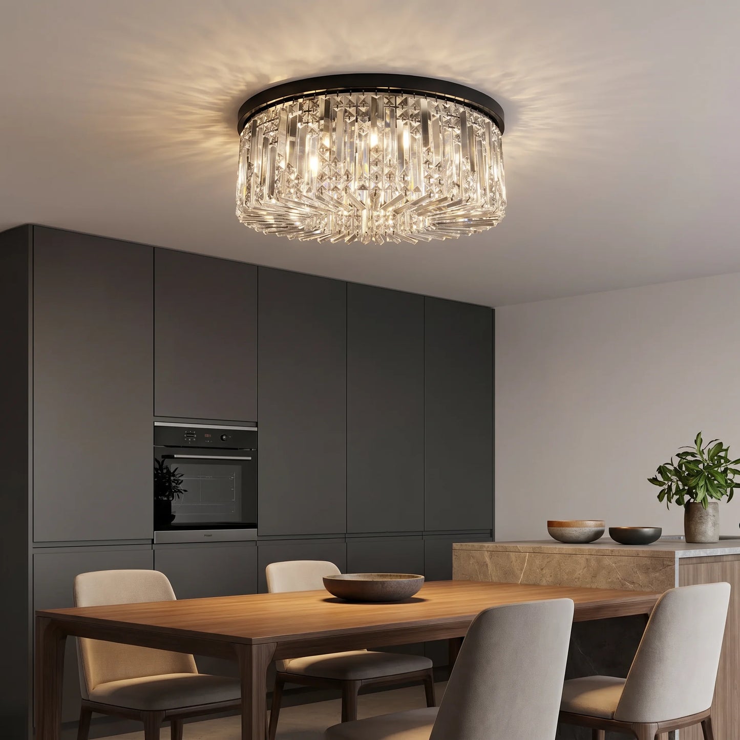 Lights  -  Cologne 8 Light Flush Ceiling Light - Black  -  60450807