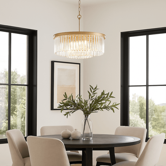 Lights  -  Cologne 6 Light Pendant Matt Gold with Clear Crystal Light  -  60450810