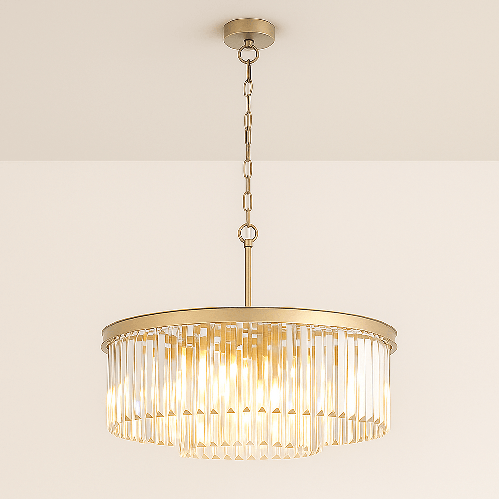 Lights  -  Cologne 6 Light Pendant Matt Gold with Clear Crystal Light  -  60450810