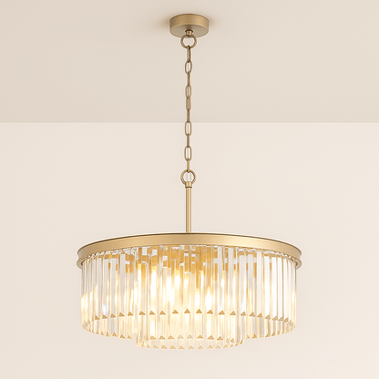 Lights  -  Cologne 6 Light Pendant Matt Gold with Clear Crystal Light  -  60450810