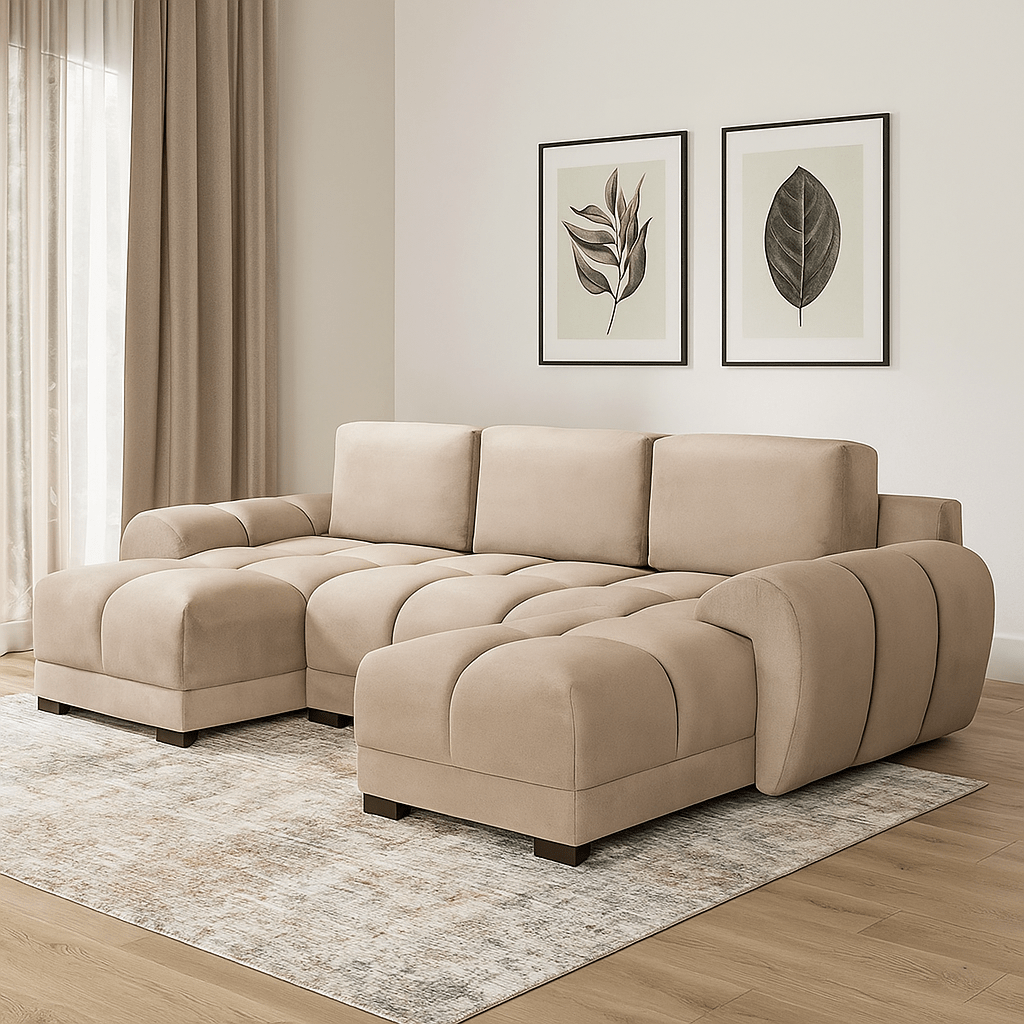 Furniture  -  Baltimore U Shape Corner Sofa - Mocha  -  60450813
