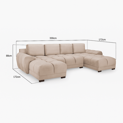 Furniture  -  Baltimore U Shape Corner Sofa - Mocha  -  60450813