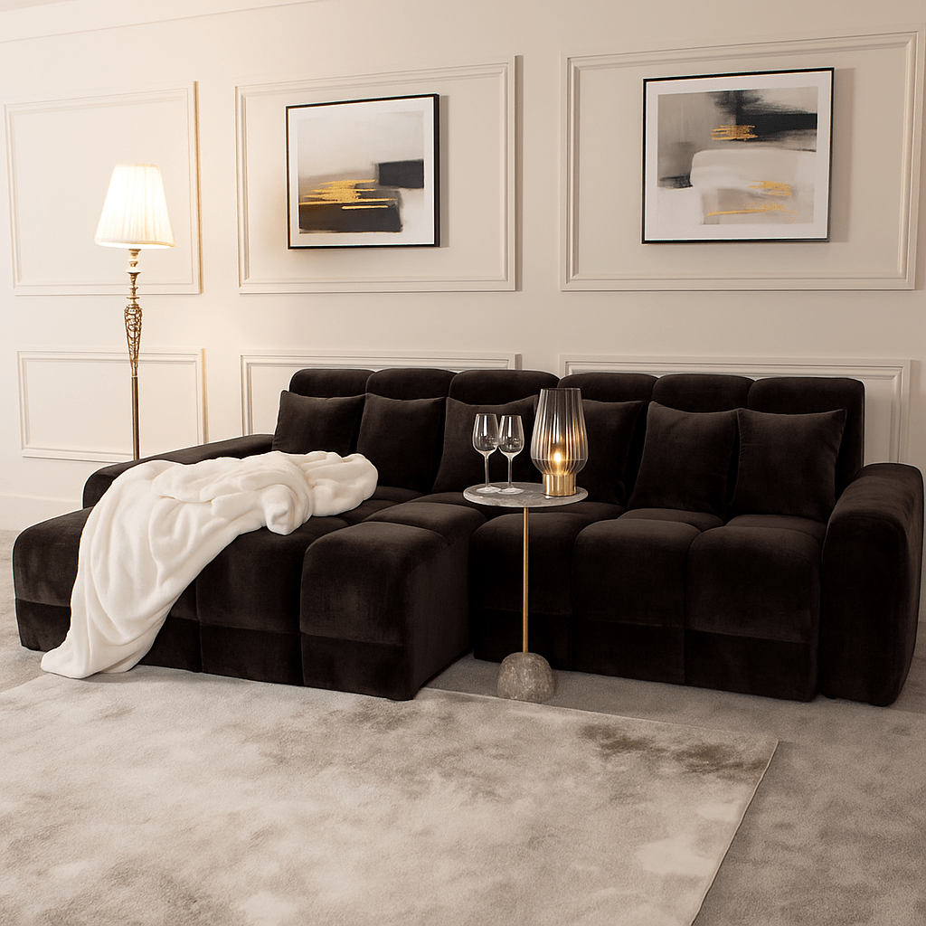 Furniture  -  Maine Left Hand Facing Corner Sofa - Black  -  60450823