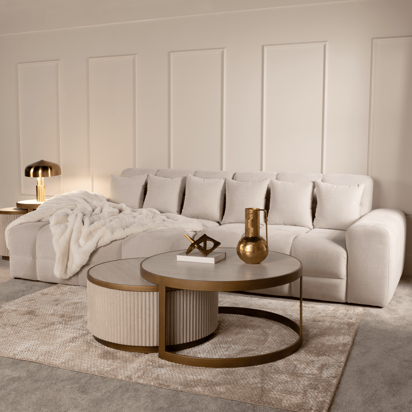 Furniture  -  Maine Left Hand Facing Corner Sofa - Cream  -  60450825