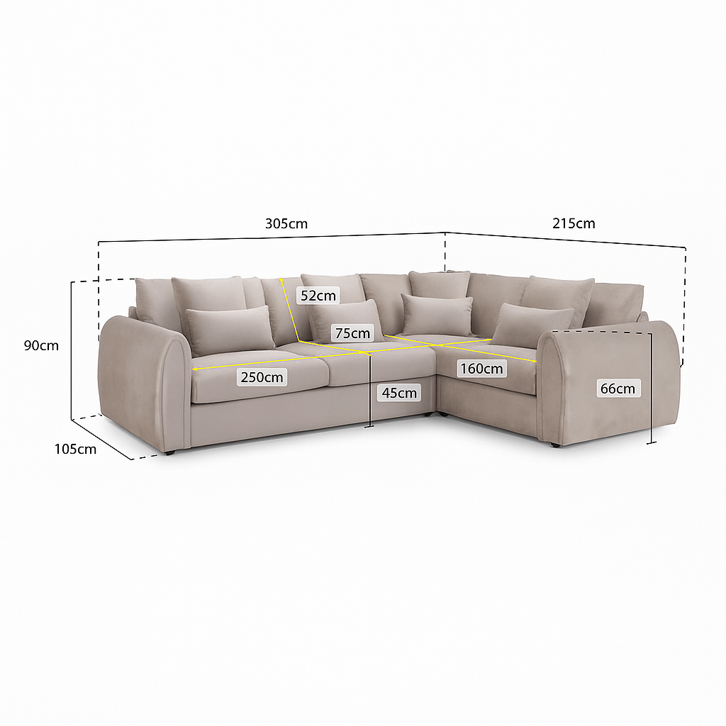 furniture  -  Ohio Right Hand Facing Corner Sofa - Mocha  -  60450827