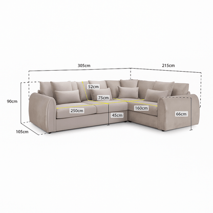 furniture  -  Ohio Right Hand Facing Corner Sofa - Mocha  -  60450827