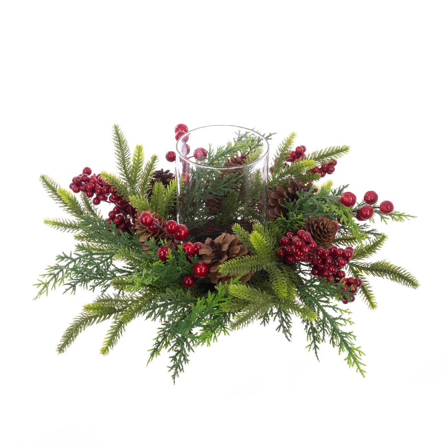 Christmas  -  Red Empingham Berry Candle Holder - 18cm  -  60450847