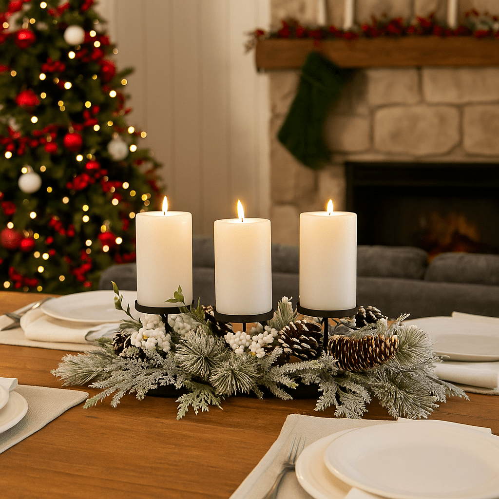 Christmas  -  Snowy Castor Berry 3 Candle Holder  -  60450864