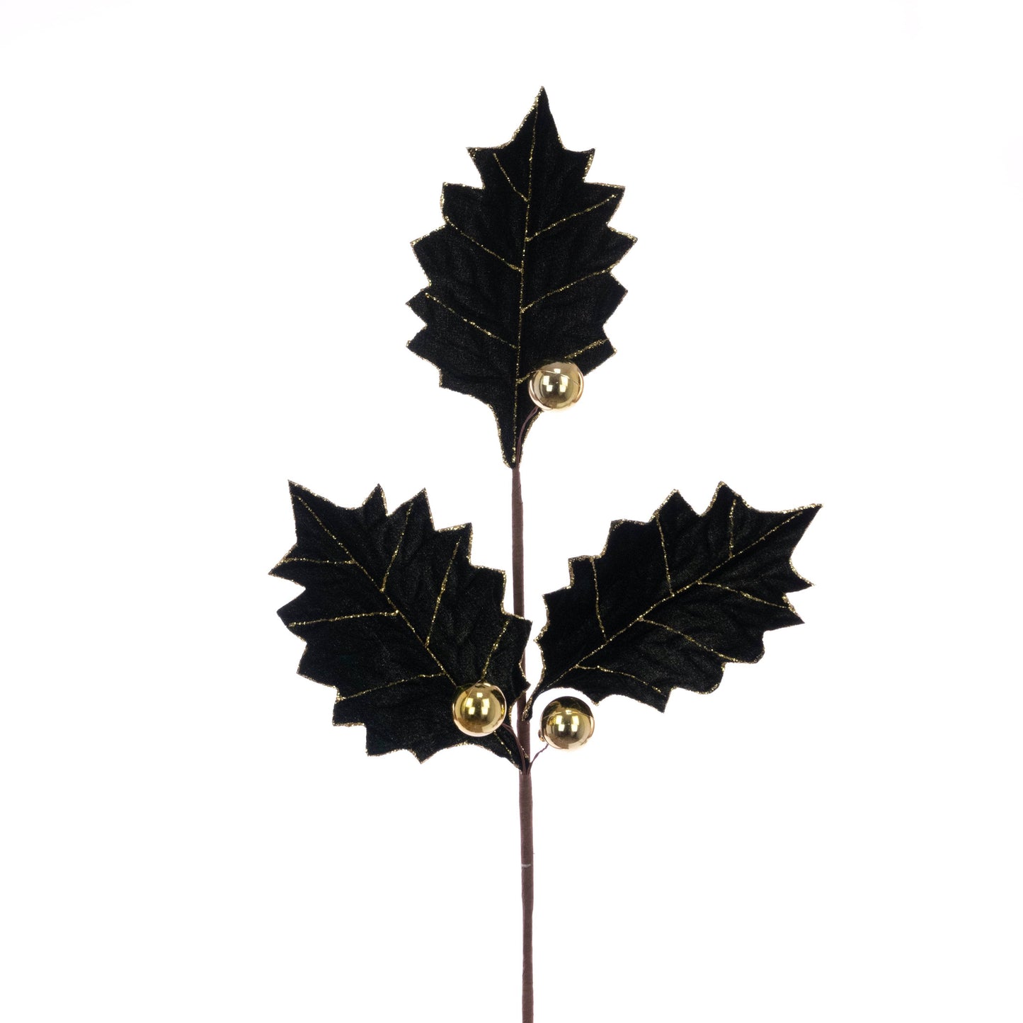 Christmas  -  Green Velvet Holly Spray  -  60450869