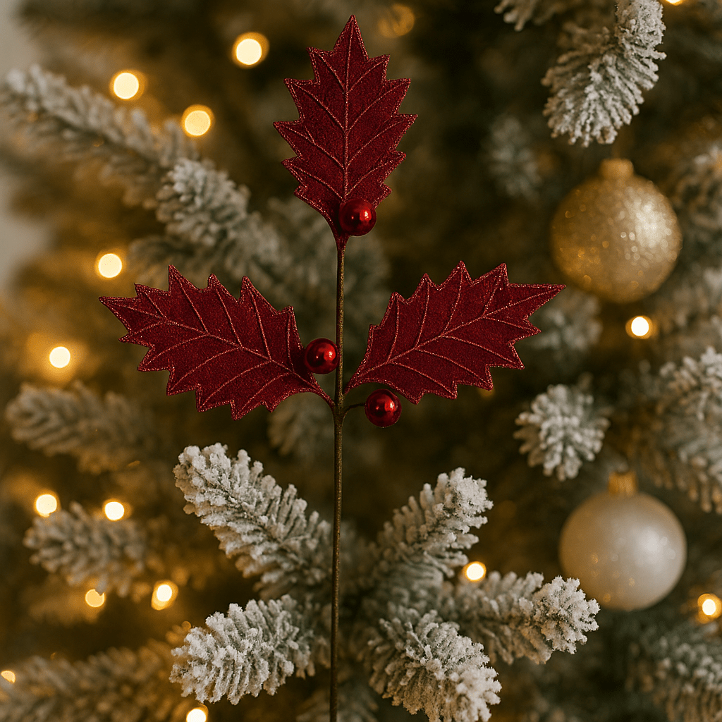 Christmas  -  Holly Spray with Baubles - Red  -  60450871