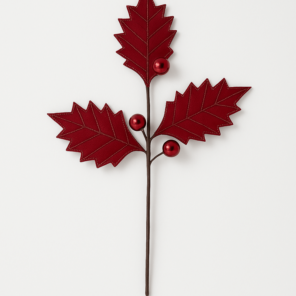 Christmas  -  Holly Spray with Baubles - Red  -  60450871