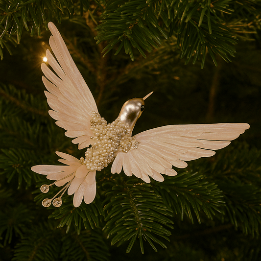 Christmas  -  Champagne Beaded Hummingbird Clip-On Christmas Tree Decoration  - 20cm  -  60450873