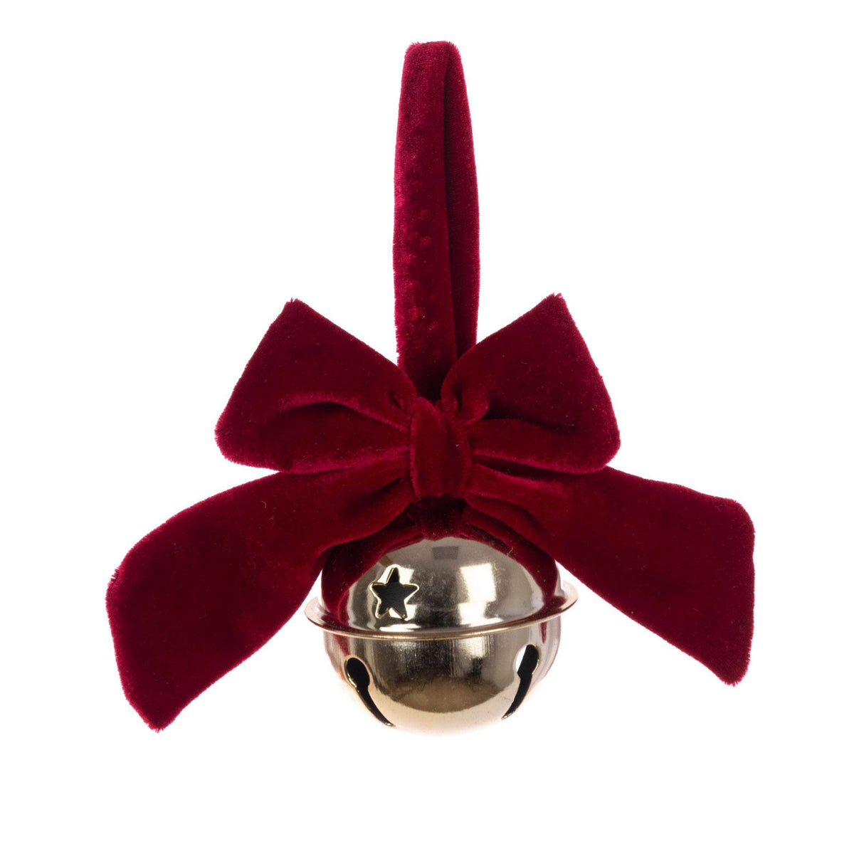 Christmas  -  Bell & Red Velvet Bow Christmas Decoration - 6cm  -  60450878