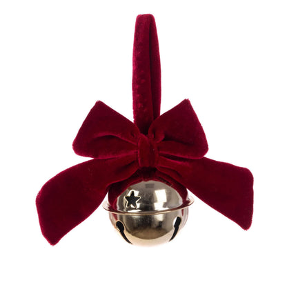 Christmas  -  Bell & Red Velvet Bow Christmas Decoration - 6cm  -  60450878