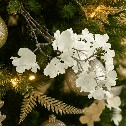 Christmas  -  White Frosted Blossom Spray - 50cm  -  60450880
