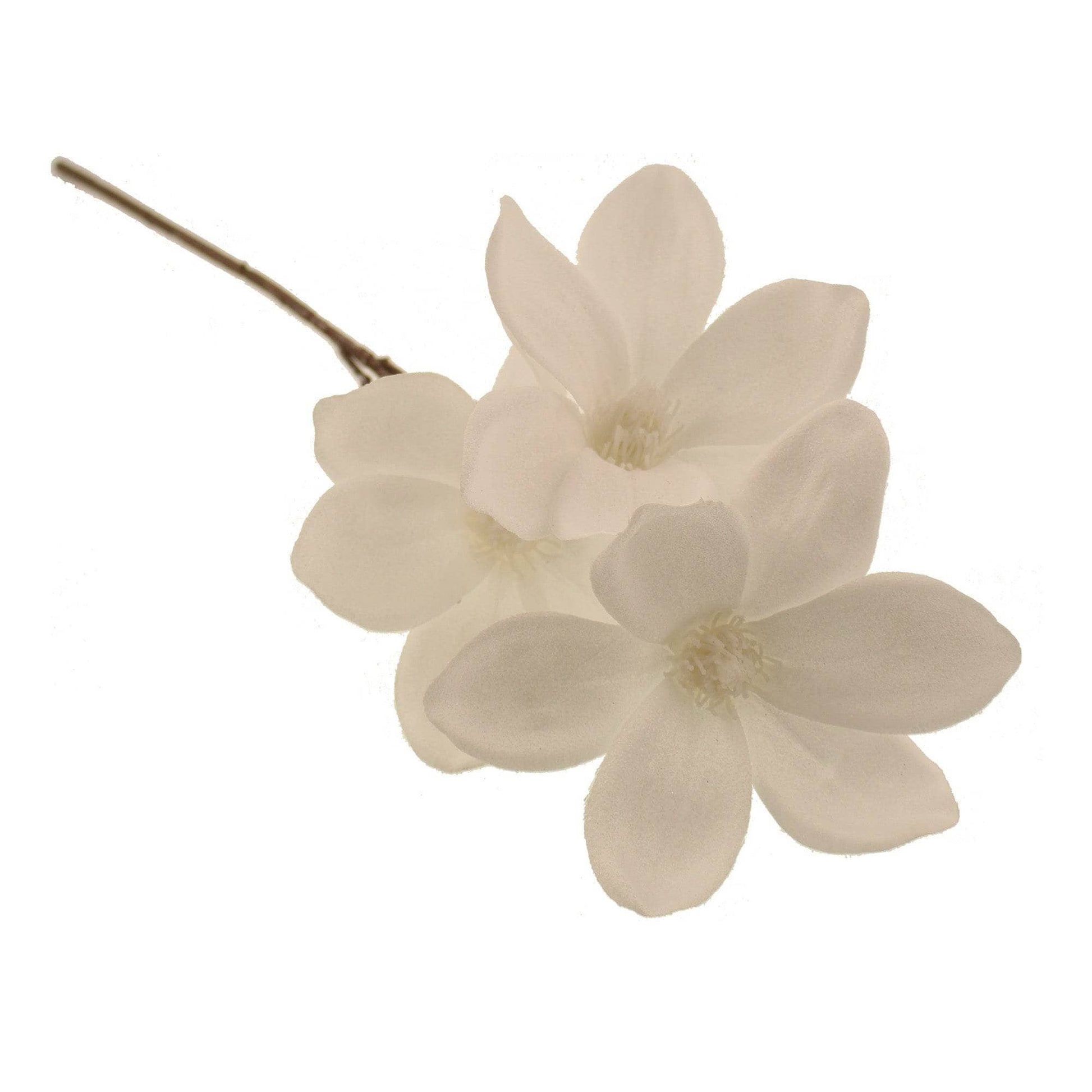 Christmas  -  Glittered White Magnolia Pick - 48cm  -  60450882