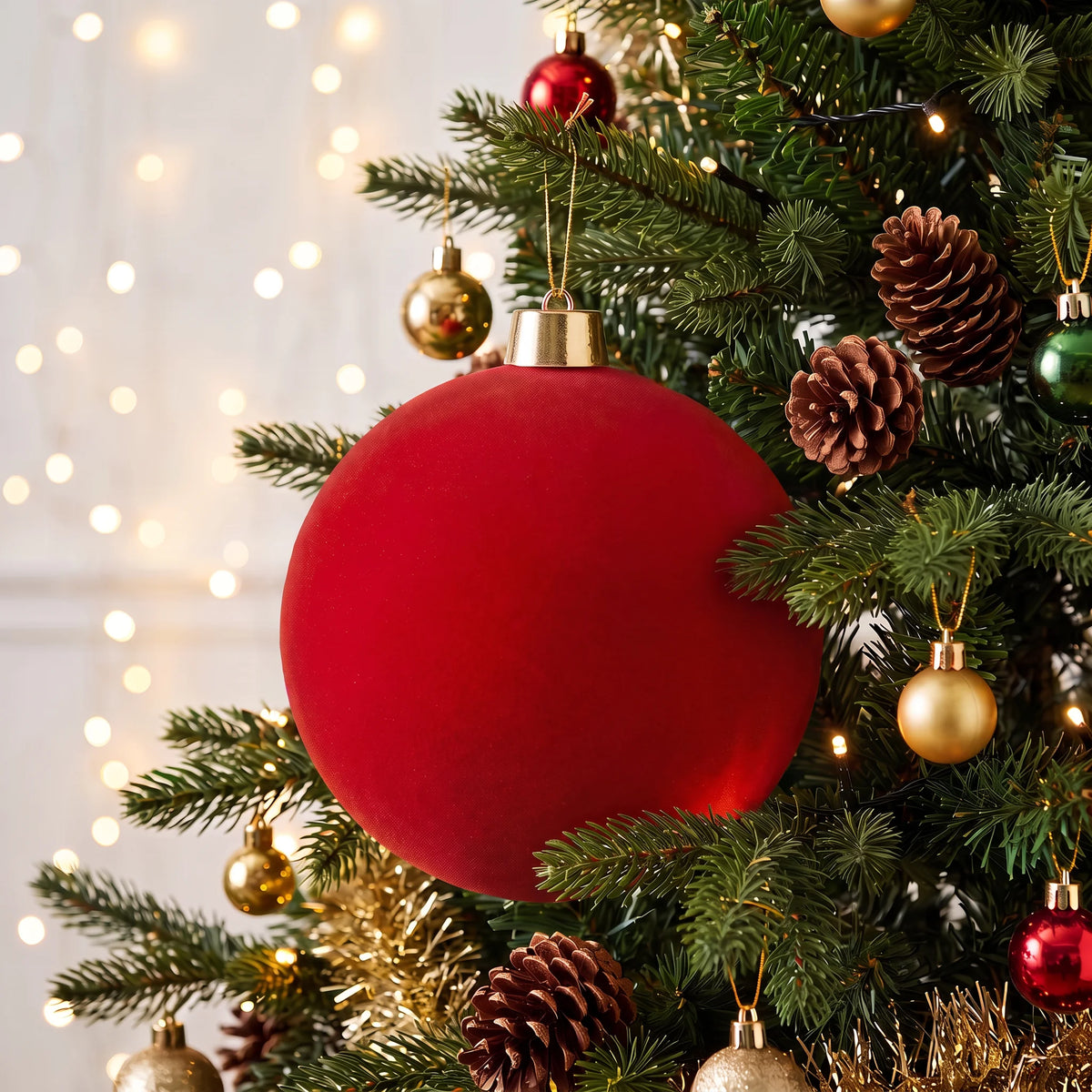 Christmas  -  Red Velvet Ball Christmas Decoration - 20cm  -  60483923