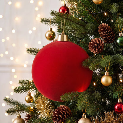 Christmas  -  Red Velvet Ball Christmas Decoration - 20cm  -  60483923